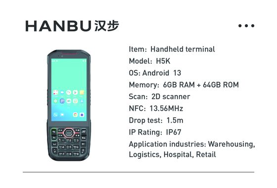 Scanner de codes à barres personnalisé Pda IP66 pour livraison de nourriture