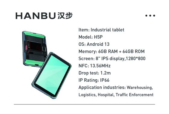 Android 13 Tablette de poche industrielle 64 Go Rom Tablette de poche ordinateur 8 pouces