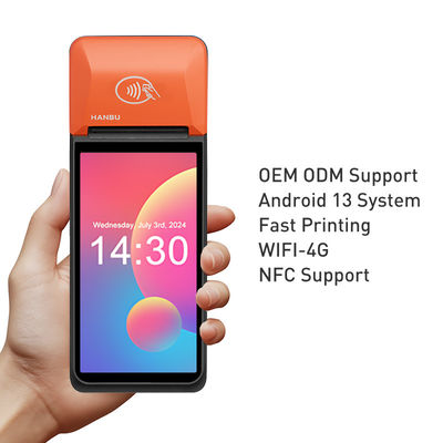Appareil de paiement sans fil 4G LTE 32 Go de stockage / 64 Go de stockage Android POS avec paiement