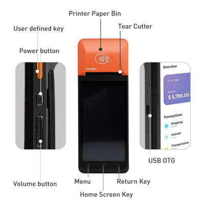Affichage tactile Android 12 POS Mini appareil Android POS portatif 5,5 pouces
